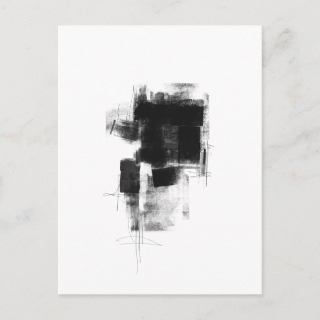 Black and White minimalist Abstract Art Postcard (Front)