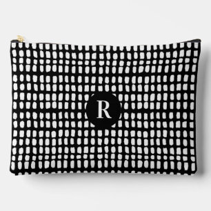 Black and White Minimalist Abstract Line Pattern Accessory Pouch