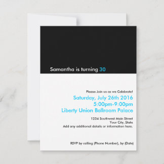 Black and White Minimalist Birthday Party Invitation