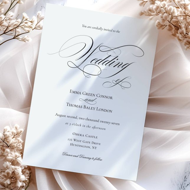 Black and White Minimalist Calligraphy Wedding Invitation (Creator Uploaded)