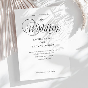 Black and White Minimalist Calligraphy Wedding  Invitation