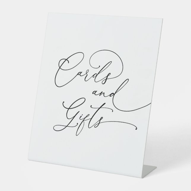 Black and White Minimalist Cards and Gifts Pedestal Sign (Front)