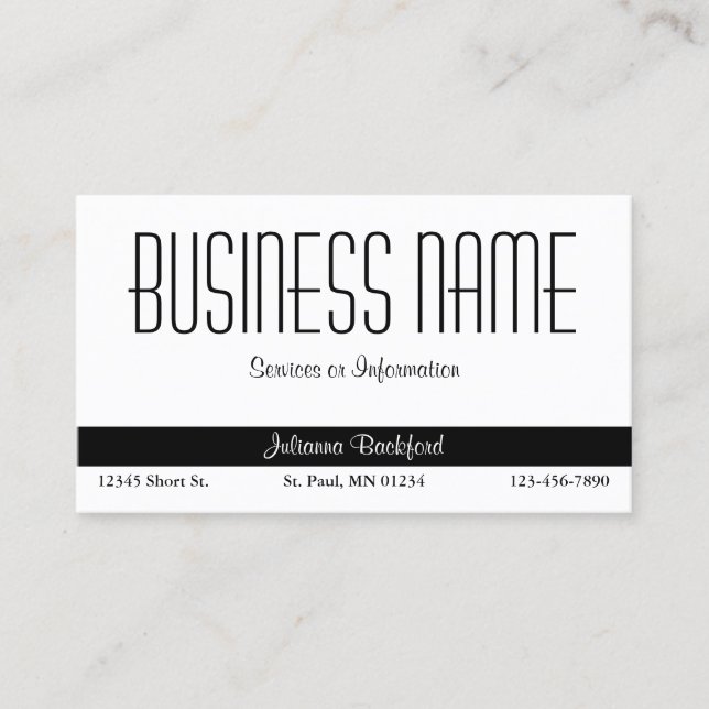 Black and White Minimalist Classic Business Card (Front)