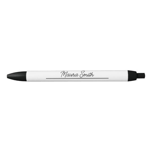 Black and white minimalist custom name ink pen (Front)