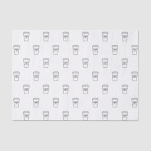 Black and White Minimalist Cute Coffee Cup Pattern Tissue Paper