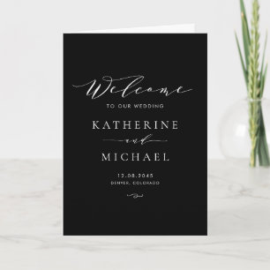 Black and White Minimalist Dainty Script Wedding Programme