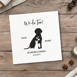 Black and White Minimalist Dog Cat Pet Wedding Napkin