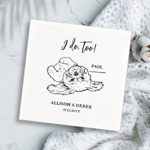 Black and White Minimalist Dog Cat Pet Wedding Napkin