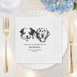 Black and White Minimalist Dog Pet Wedding Napkin