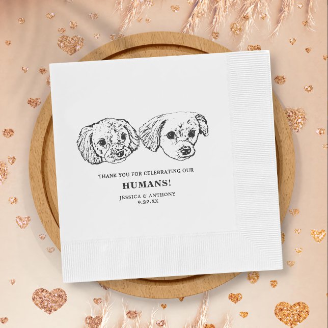 Black and White Minimalist Dog Pet Wedding Napkin (Creator Uploaded)