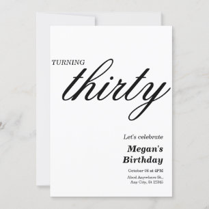 Black and white minimalist elegant birthday age  invitation