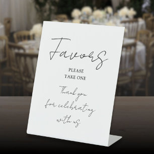Black And White Minimalist Elegant Script Favours Pedestal Sign