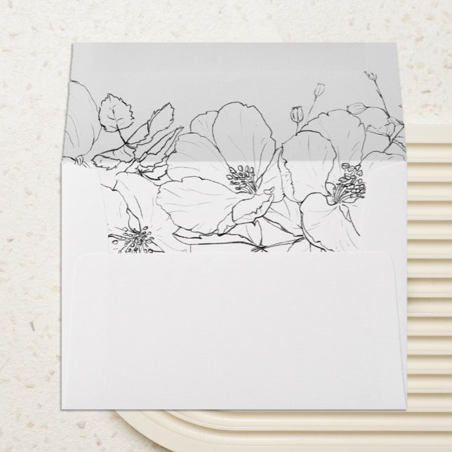 Black and White Minimalist Floral Modern Wedding Envelope (Creator Uploaded)
