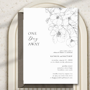 Black and White Minimalist Floral One Day Away Invitation