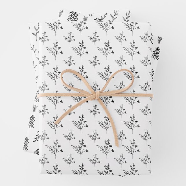 Black and white minimalist  floral wrapping sheets (In situ)
