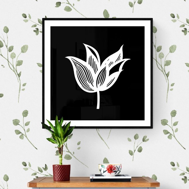 Black and White Minimalist Flower Art Poster (Creator Uploaded)