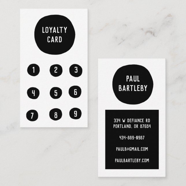 Black and White Minimalist Handmade Spots Loyalty Card (Front/Back)