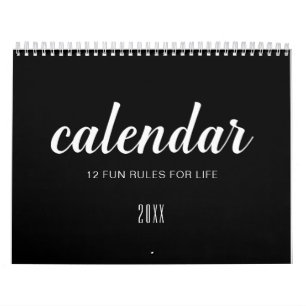 Black and White Minimalist Life Lessons Calendar