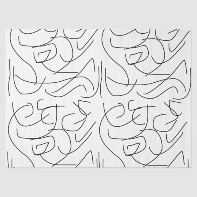 Black and White Minimalist Line Art Tissue Paper (Front)
