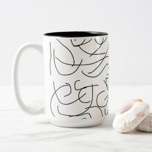 Black and White Minimalist Line Art Two-Tone Coffee Mug