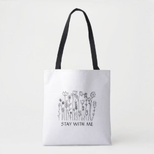 Black and White Minimalist Love Typography Tote Bag