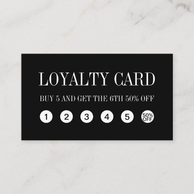 Black and white minimalist loyalty card (Front)
