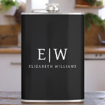 Black and White Minimalist Modern Monogram Hip Flask<br><div class="desc">Introducing our Black and White Minimalist Modern Monogram Collection: Embrace simplicity and sophistication with our minimalist designs, curated to elevate your style effortlessly. Crafted with a keen eye for modern aesthetics, this collection features sleek black and white designs accentuated by personalised monograms. From chic stationery to versatile accessories, our collection...</div>