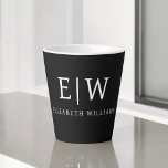 Black and White Minimalist Modern Monogram Latte Mug<br><div class="desc">Introducing our Black and White Minimalist Modern Monogram Collection: Embrace simplicity and sophistication with our minimalist designs, curated to elevate your style effortlessly. Crafted with a keen eye for modern aesthetics, this collection features sleek black and white designs accentuated by personalised monograms. From chic stationery to versatile accessories, our collection...</div>