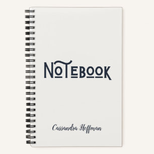 Black and White Minimalist Modern  Monogrammed  Notebook