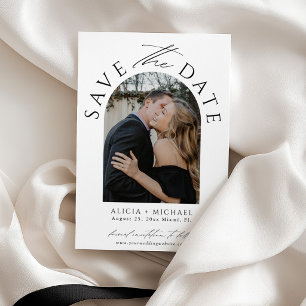 Black and white minimalist modern photo wedding save the date