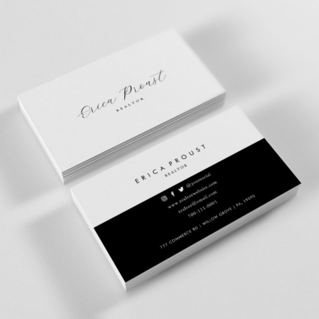 Black and White Minimalist Modern Realtor Business Card (Creator Uploaded)