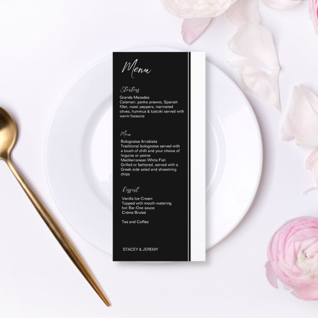 Black and white minimalist modern script menu (Creator Uploaded)