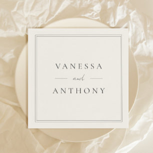 Black and White Minimalist Modern Wedding Napkin