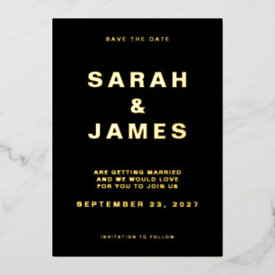 Black and White Minimalist Modern Wedding Save The