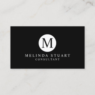 Black and White Minimalist Monogram Business Card