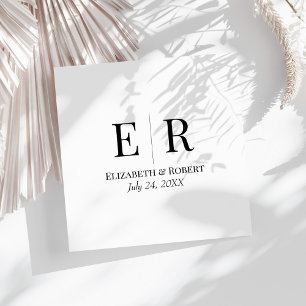 Black and White Minimalist Monogram Wedding Napkin