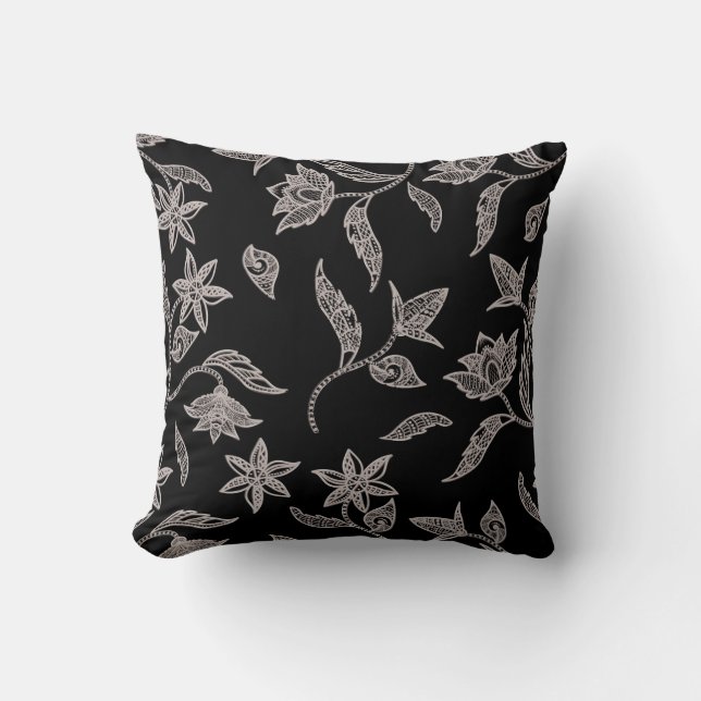 Black and White Minimalist Nature Cushion (Front)