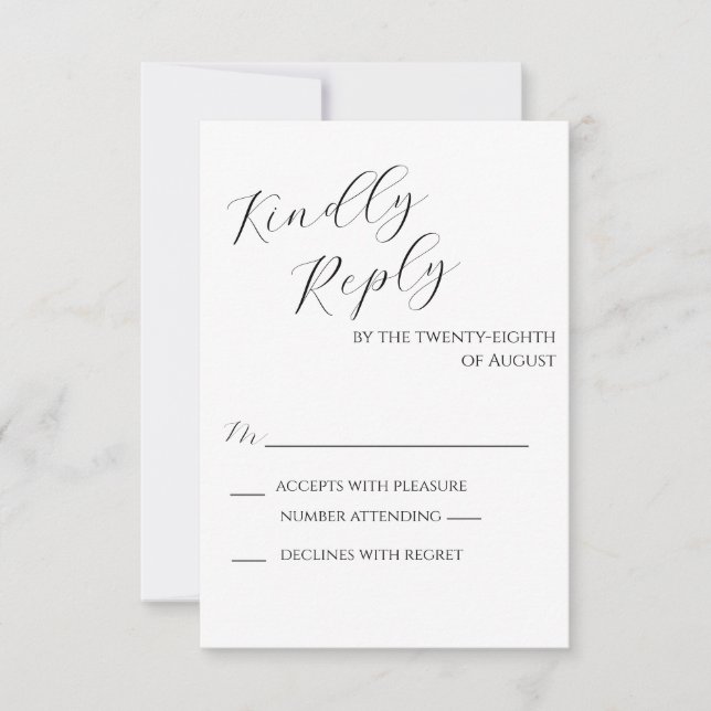 Black and White Minimalist Reply Card (Front)
