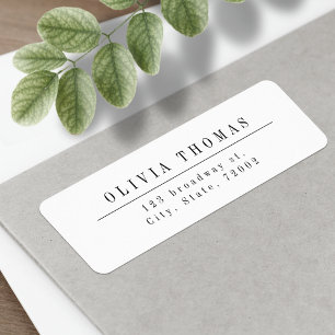 Black and white minimalist return address