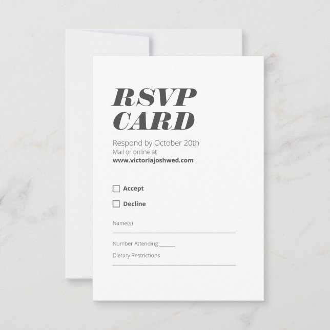 Black and White Minimalist RSVP Card (Front)
