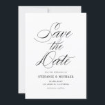 Black and White Minimalist Script Save The Date<br><div class="desc">Announce your wedding date to family and friends with this stylish save the date announcement. It features minimalist script,  modern typography and stripes pattern. Other colours are available.</div>