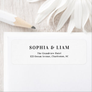 Black and White Minimalist Script Wedding Address 