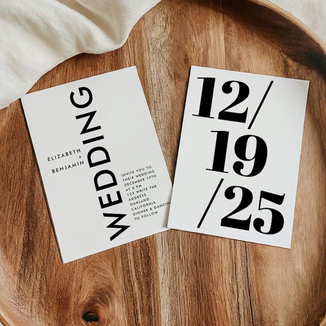 Black and White Minimalist Simple Bold Wedding Invitation (Creator Uploaded)