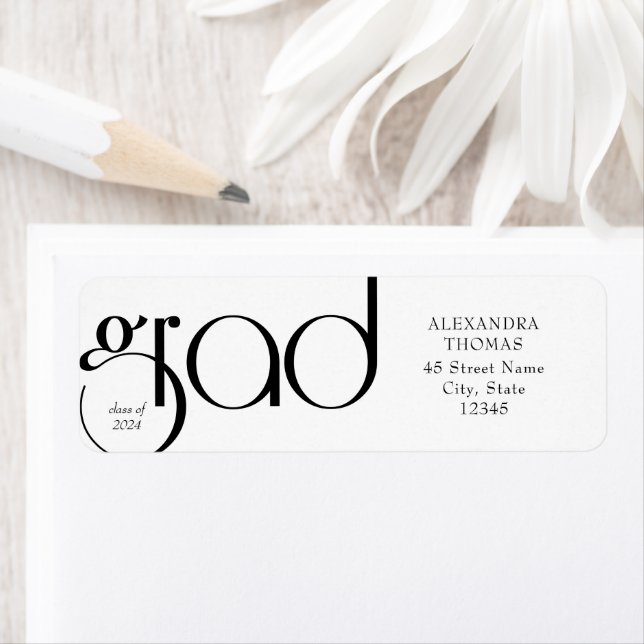 Black and White Minimalist Simple Graduation Label (Insitu)