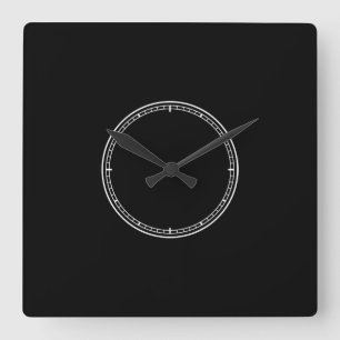 Black and White Minimalist  Square Wall Clock