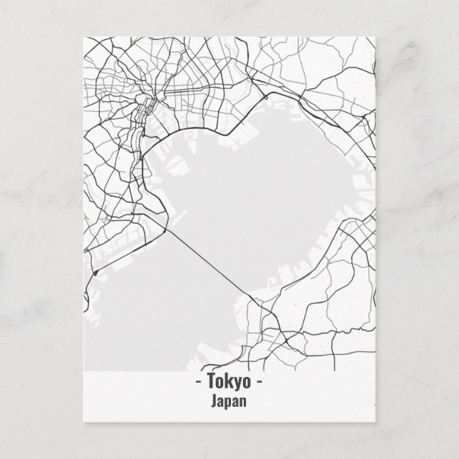 Black and White Minimalist Tokyo City Postcard (Front)