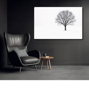 Black and White Minimalist Tree Art Canvas Print