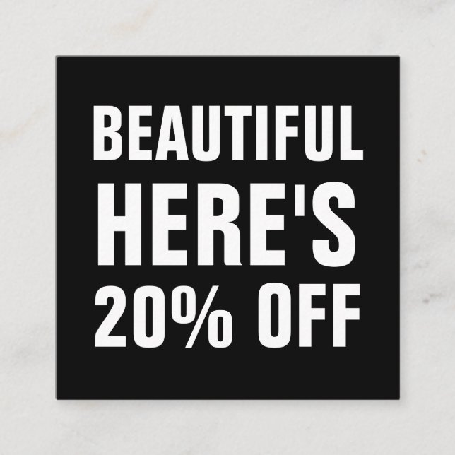 Black and white minimalist trendy simple discount card (Front)