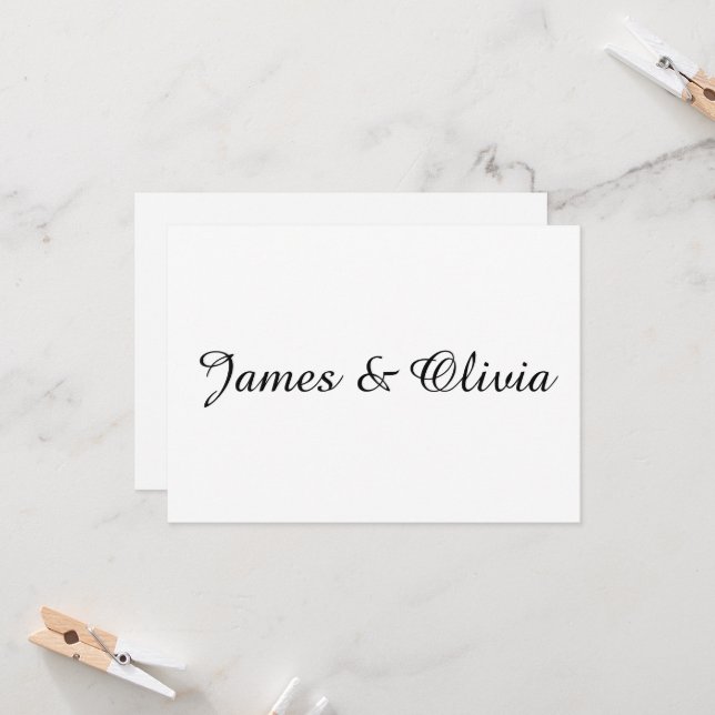 Black and White Minimalist Wedding Details Invitation (Front/Back In Situ)