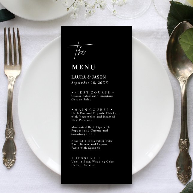 Black and White Minimalist Wedding Dinner Menus (Creator Uploaded)